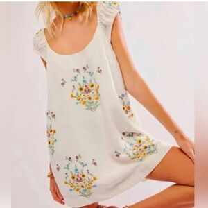 Free People Wildflower Embroided Mini Dress